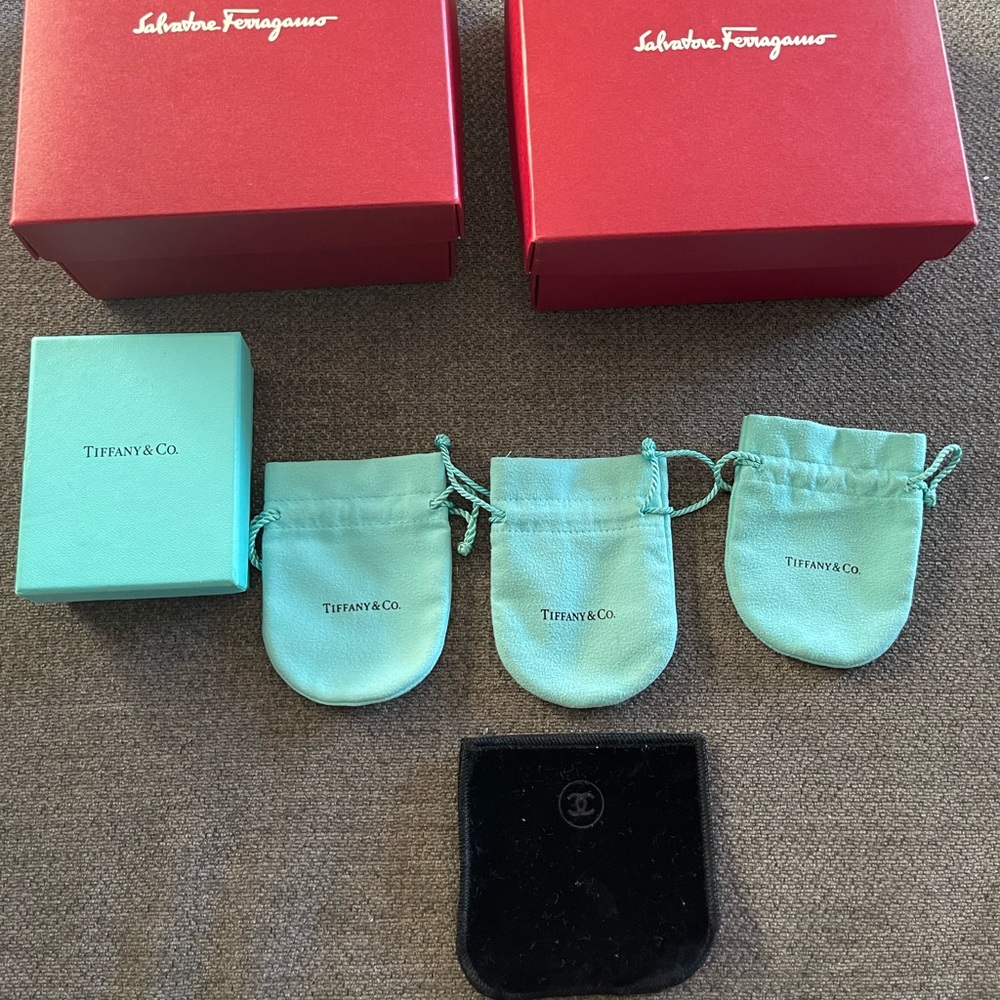 Salvatore Ferragamo box, Tiffany & co box